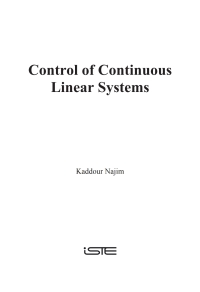 Imagen de portada: Control of Continuous Linear Systems 1st edition 9781905209125