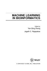 Cover image: Machine Learning in Bioinformatics 1st edition 9780470116623