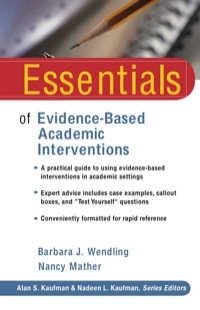 Imagen de portada: Essentials of Evidence-Based Academic Interventions 1st edition 9780470206324