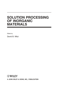 Cover image: Solution Processing of Inorganic Materials 1st edition 9780470406656