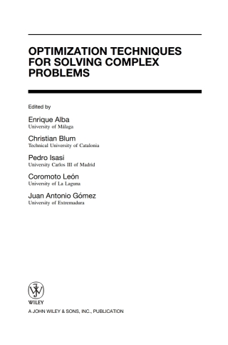 Cover image: Optimization Techniques for Solving Complex Problems 1st edition 9780470293324