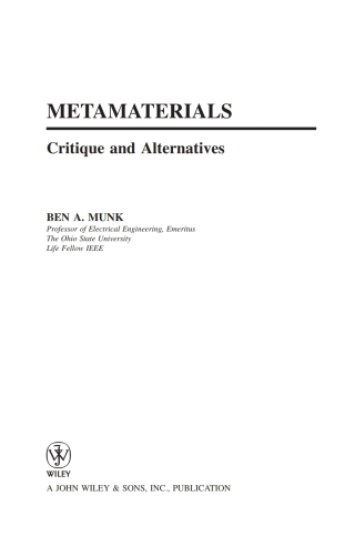 Imagen de portada: Metamaterials 1st edition 9780470377048