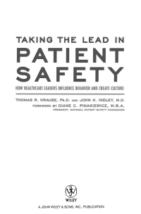 Cover image: Taking the Lead in Patient Safety 1st edition 9780470225394