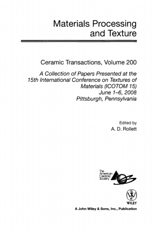 Cover image: Materials Processing and Texture 1st edition 9780470408346