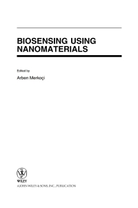 Imagen de portada: Biosensing Using Nanomaterials 1st edition 9780470183090