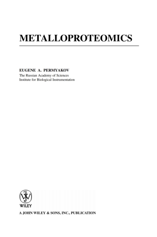 Imagen de portada: Metalloproteomics 1st edition 9780470392485