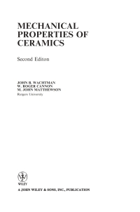 صورة الغلاف: Mechanical Properties of Ceramics, 2nd Edition 2nd edition 9780471735816