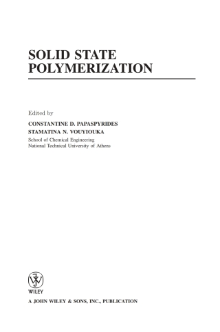 Cover image: Solid State Polymerization 1st edition 9780470084182