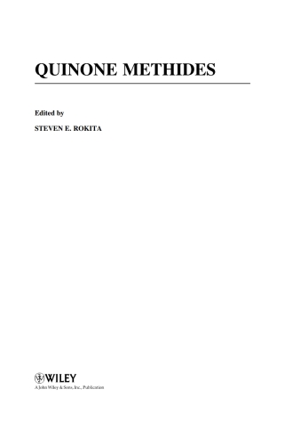 Imagen de portada: Quinone Methides 1st edition 9780470192245