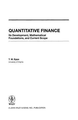 Cover image: Quantitative Finance 1st edition 9780470431993