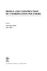 Imagen de portada: Design and Construction of Coordination Polymers 1st edition 9780470294505