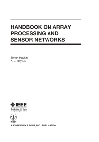 Cover image: Handbook on Array Processing and Sensor Networks 1st edition 9780470371763