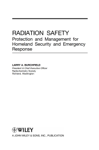 Cover image: Radiation Safety 1st edition 9780471793335