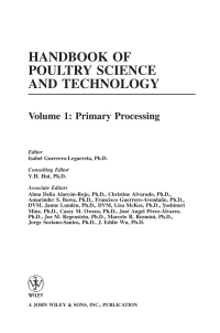 Cover image: Handbook of Poultry Science and Technology, Primary Processing 1st edition 9780470185520