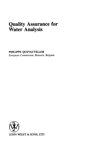 صورة الغلاف: Quality Assurance for Water Analysis 1st edition 9780471899624