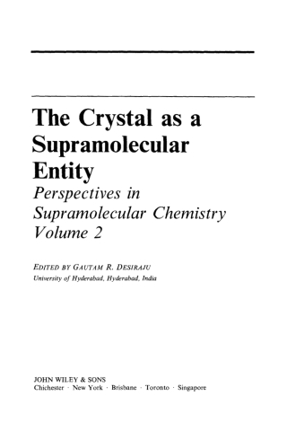 Imagen de portada: The Crystal as a Supramolecular Entity 1st edition 9780471950158