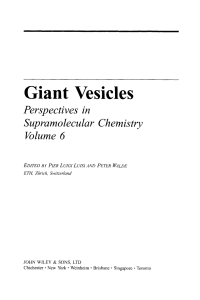Imagen de portada: Giant Vesicles: Perspectives in Supramolecular Chemistry 1st edition 9780471979869