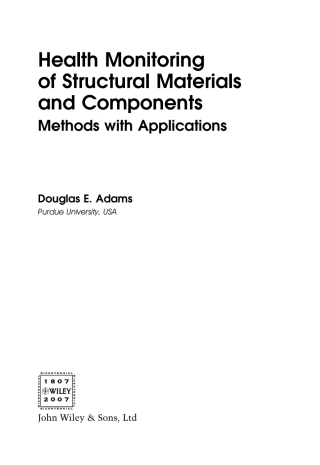 Imagen de portada: Health Monitoring of Structural Materials and Components 1st edition 9780470033135