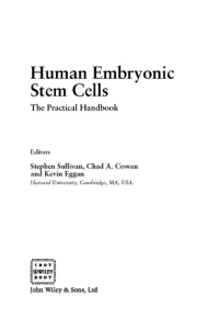 Imagen de portada: Human Embryonic Stem Cells: The Practical Handbook 1st edition 9780470033562