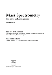 Cover image: Mass Spectrometry: Principles and Applications 3rd edition 9780470033111