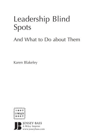Cover image: Leadership Blind Spots and What To Do About Them 1st edition 9780470031933