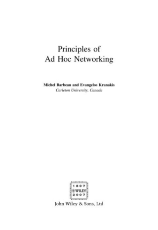 Imagen de portada: Principles of Ad-hoc Networking 1st edition 9780470032909