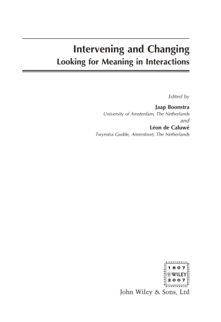 Cover image: Intervening and Changing: Looking for Meaning in Interactions 1st edition 9780470512012