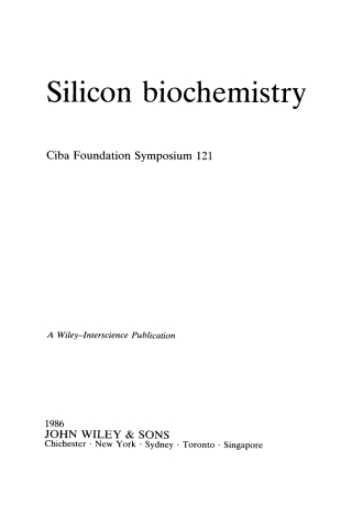 Cover image: Silicon Biochemistry 1st edition 9780471910251