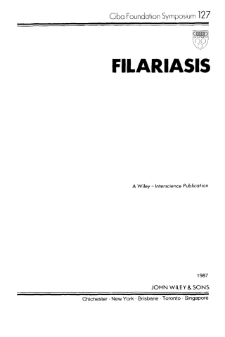 Cover image: Filariasis 1st edition 9780471910930