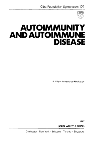 صورة الغلاف: Autoimmunity and Autoimmune Disease 1st edition 9780471910954