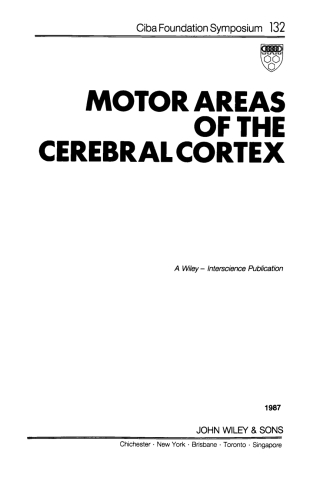 Imagen de portada: Motor Areas of the Cerebral Cortex 1st edition 9780471910985