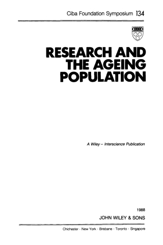 Cover image: Research and the Ageing Population 1st edition 9780471914204