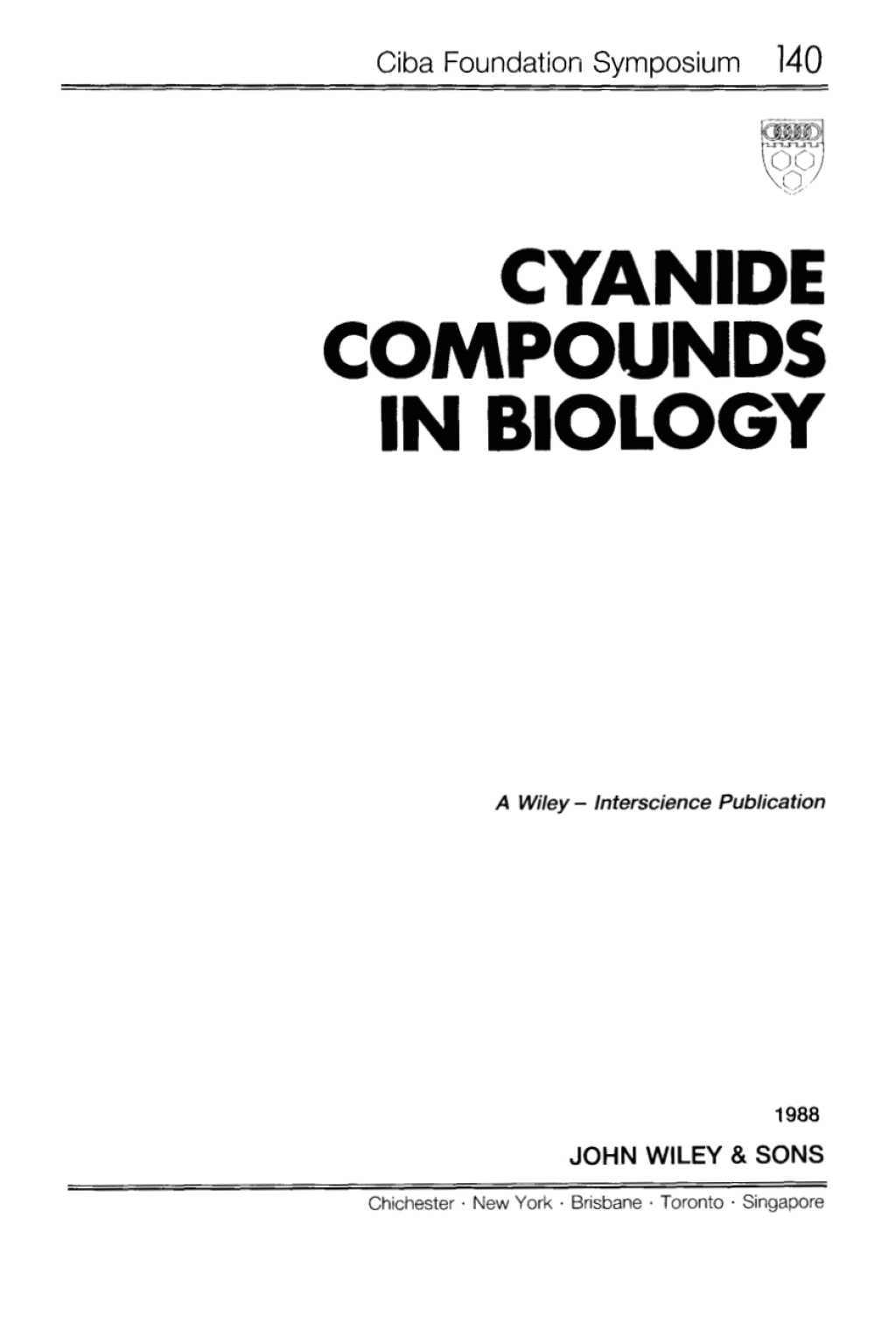Cyanide Compounds in Biology 1st Edition