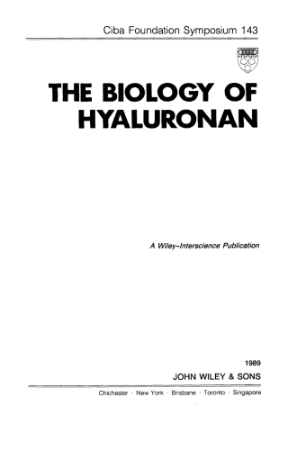 Cover image: The Biology of Hyaluronan 1st edition 9780471923053