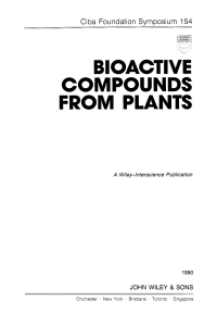 Cover image: Bioactive Compounds from Plants 1st edition 9780471926917