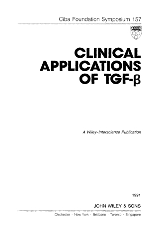 Cover image: Clinical Applications of TGF-Beta 1st edition 9780471928119