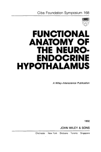 Cover image: Functional Anatomy of the Neuroendocrine Hypothalamus 1st edition 9780471934400
