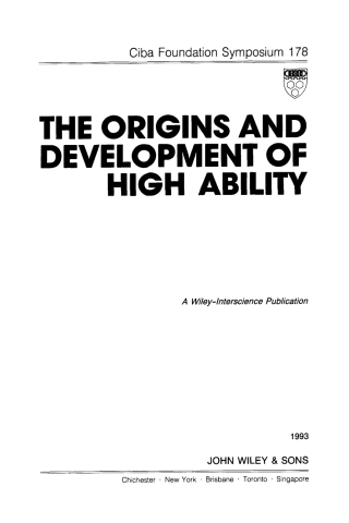 Imagen de portada: The Origins and Development of High Ability 1st edition 9780471939450