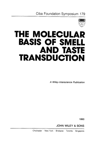 Cover image: The Molecular Basis of Smell and Taste Transduction 1st edition 9780471939467