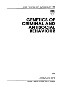 صورة الغلاف: Genetics of Criminal and Antisocial Behaviour 1st edition 9780471957195