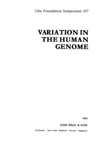 Cover image: Variation in the Human Genome 1st edition 9780471961529