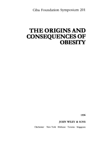 Cover image: The Origins and Consequences of Obesity 1st edition 9780471965060