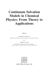 Imagen de portada: Continuum Solvation Models in Chemical Physics: From Theory to Applications 1st edition 9780470029381