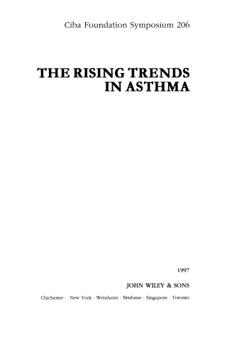 Cover image: The Rising Trends in Asthma 1st edition 9780471970125