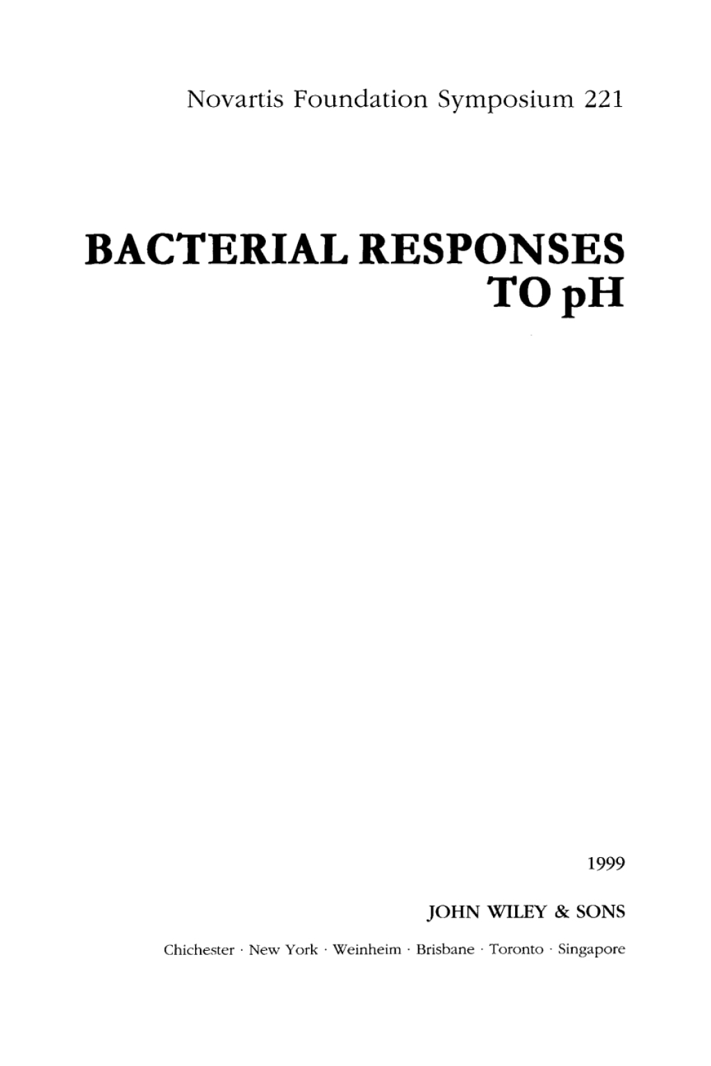 Bacterial Responses to pH 1st Edition