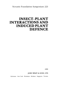 Cover image: Insect-Plant Interactions and Induced Plant Defence 1st edition 9780471988151