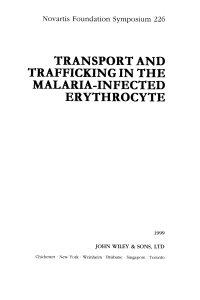 Cover image: Transport and Trafficking in the Malaria-Infected Erythrocyte 1st edition 9780471998938