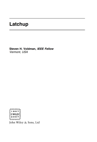 Imagen de portada: Latchup 1st edition 9780470016428