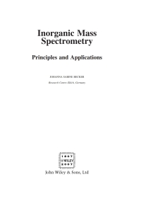 Imagen de portada: Inorganic Mass Spectrometry 1st edition 9780470012000