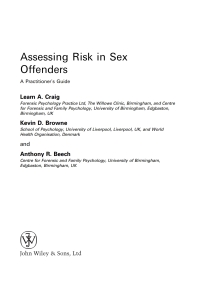 Imagen de portada: Assessing Risk in Sex Offenders: A Practitioner's Guide 1st edition 9780470018972